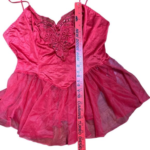 Vintage Butterfly Coquette Sheer Two Piece Lingerie Set Red Women’s Size Large - Picture 5 of 9